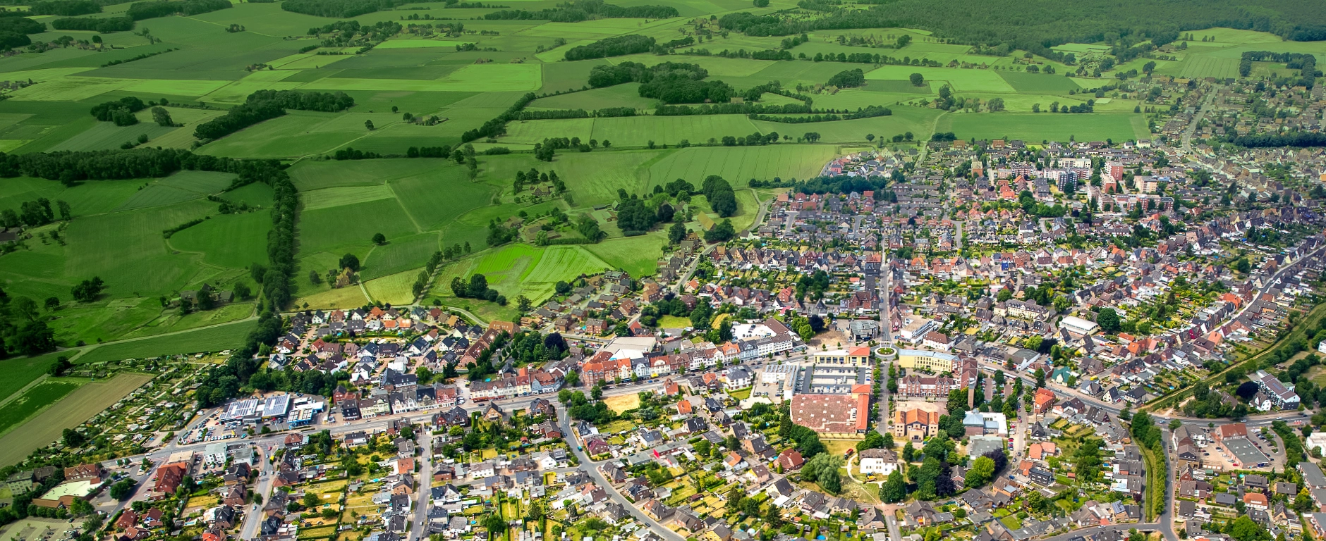 Luftbild des Standkerns in Selm mit Umland